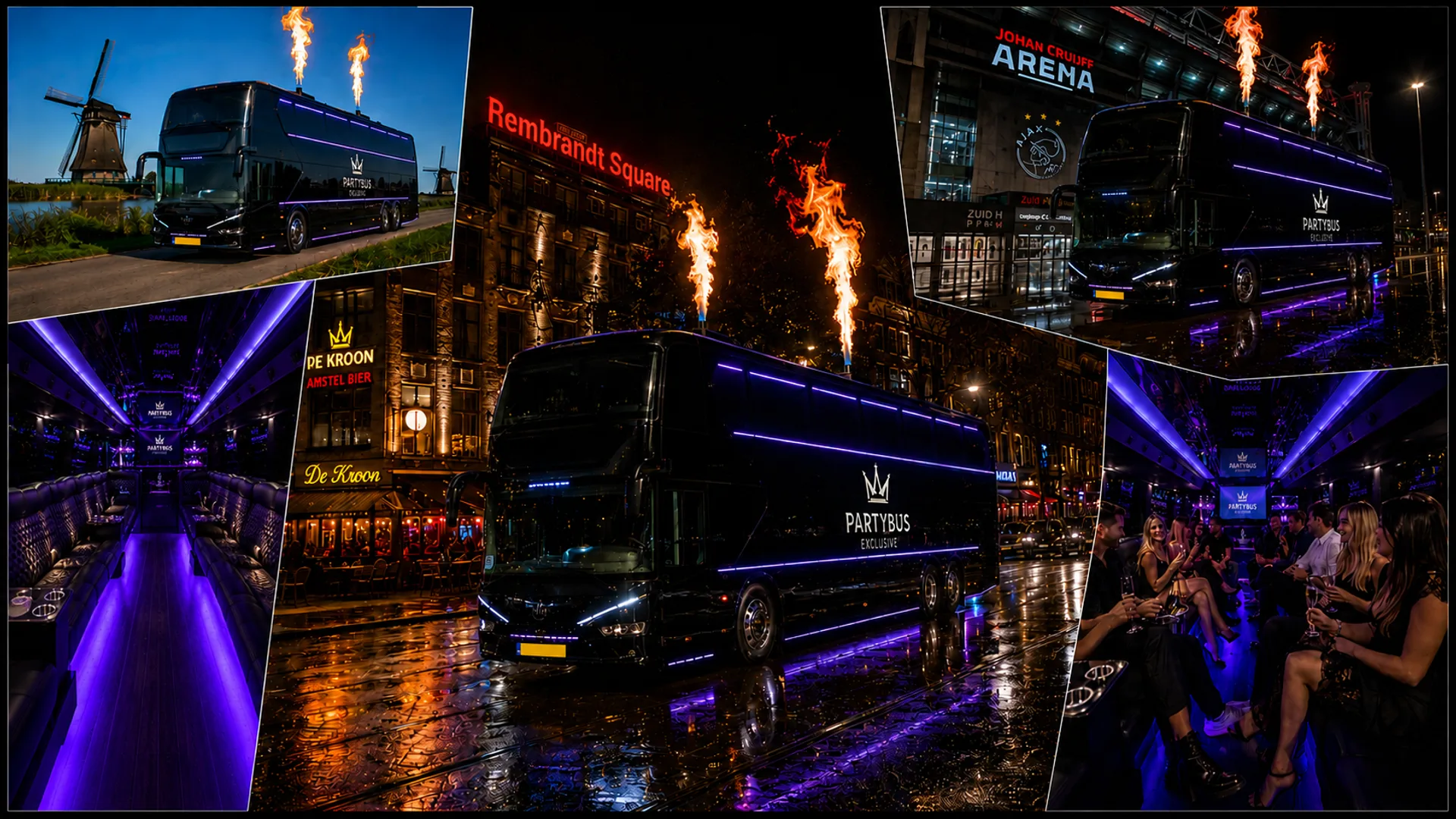 Terugreis met de hele groep Partybus op de terugweg na een avond uit in Nederland