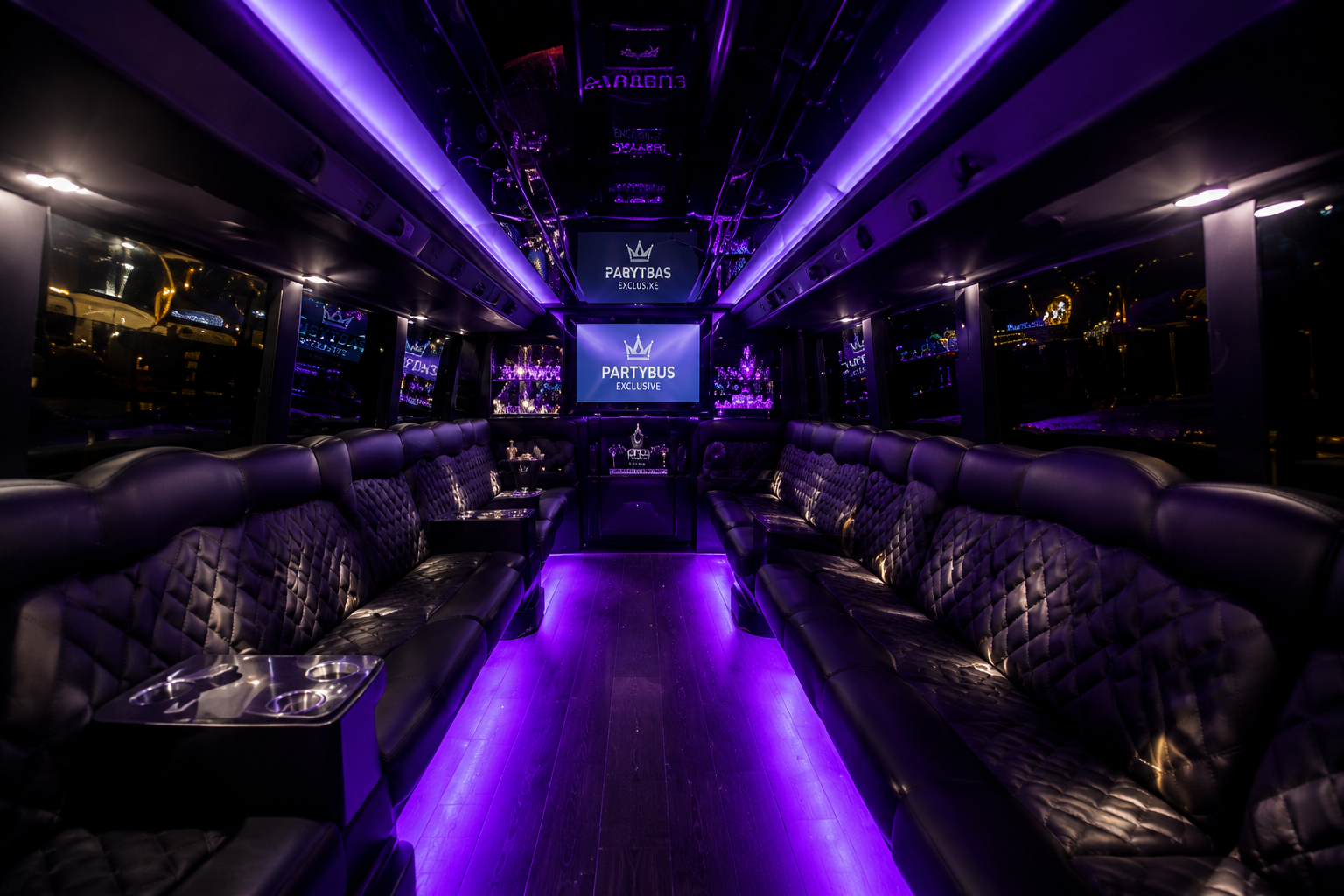Luxe voertuiginterieur met sfeervolle verlichting